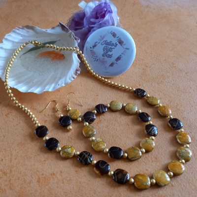 Pavo Necklace, Bracelet & Earring Set - Gilded