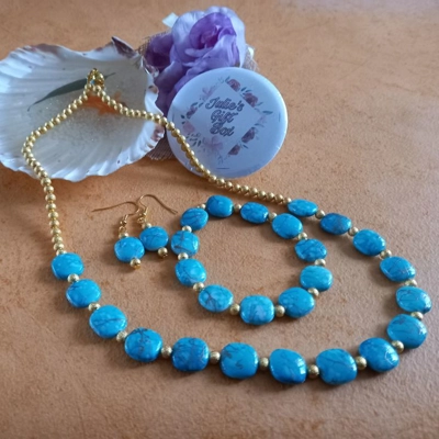 Pavo Necklace, Bracelet & Earring Set - Turquoise Pavo Necklace, Bracelet & Earring Set - Turquoise