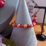Pearl & Stardust Sparkle Necklace, Bracelet and Earrings Set - Magenta and Gold Pearl & Stardust Sparkle Necklace, Bracelet and Earrings Set - Magenta and Gold