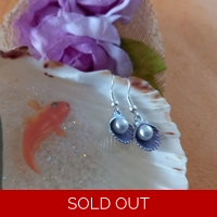 Purple Shell with Pearl Earrings