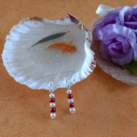 Red and White Earrings