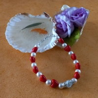 Red Heart and Pearl Bracelet