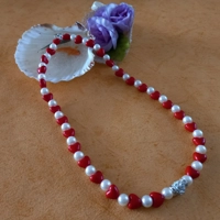 Red Heart and Pearl Necklace