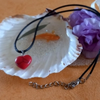 Red and Black Marble Effect Heart Pendant
