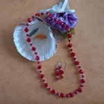 Red Diamond Necklace and Earring Set - Red and Silver Red Diamond Necklace and Earring Set - Red and Silver