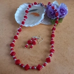 Red Diamond Necklace and Earring Set - Red and Silver Red Diamond Necklace and Earring Set - Red and Silver