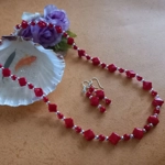Red Diamond Necklace and Earring Set - Red and Silver Red Diamond Necklace and Earring Set - Red and Silver