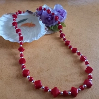Red Diamond Necklace - Red and Silver