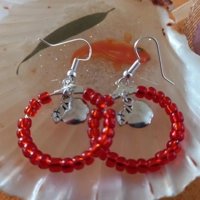 Red Hoop with Apple Earrings