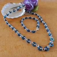 Rihanna Ring Necklace and Bracelet Set- Blue