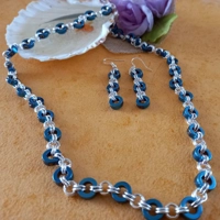 Rihanna Ring Necklace and Earrings Set- Blue