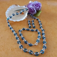 Rihanna Ring Necklace, Bracelet and Earrings Set - Blue