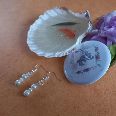 Rose Pink Earrings - Ice White Rose Pink Earrings - Ice White