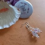 Rose Pink Earrings - Lampwork Pink Flower Rose Pink Earrings - Lampwork Pink Flower