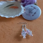 Rose Pink Earrings - Lampwork Pink Flower Rose Pink Earrings - Lampwork Pink Flower