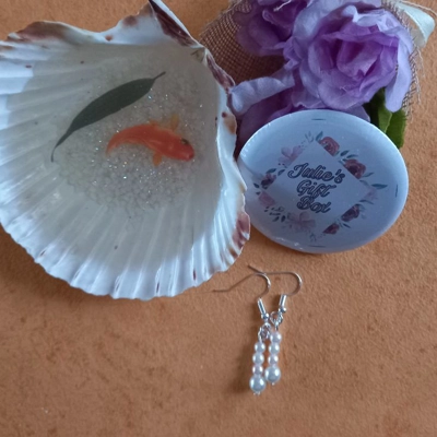 Rose Pink Earrings - Pink and White Rose Pink Earrings - Pink and White
