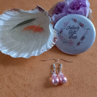 Rose Pink Earrings - Sparkle Pink Rose Pink Earrings - Sparkle Pink