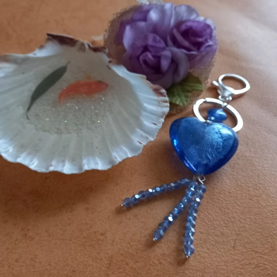 Silver Foil Heart Keyring - Light Blue Silver Foil Heart Keyring - Light Blue