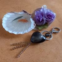 Silver Foil Heart Keyring - Shadow Grey