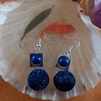 Sparkle Orb Charm Miracle Bead Earrings - Dark Blue