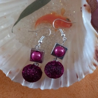 Sparkle Orb Charm Miracle Bead Earrings - Dark Fuschia