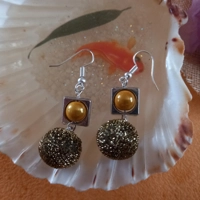 Sparkle Orb Charm Miracle Bead Earrings - Dark Gold