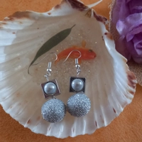 Sparkle Orb Charm Miracle Bead Earrings - Silver