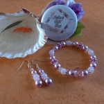 Sparkle Spacer Bracelet and Earrings Set - Pink Sparkle Spacer Bracelet and Earrings Set - Pink