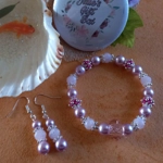 Sparkle Spacer Bracelet and Earrings Set - Pink Sparkle Spacer Bracelet and Earrings Set - Pink
