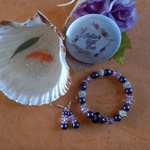 Sparkle Spacer Bracelet and Earrings Set - Purple Sparkle Spacer Bracelet and Earrings Set - Purple