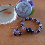 Sparkle Spacer Bracelet and Earrings Set - Purple Sparkle Spacer Bracelet and Earrings Set - Purple