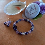 Sparkle Spacer Bracelet and Earrings Set - Purple Sparkle Spacer Bracelet and Earrings Set - Purple