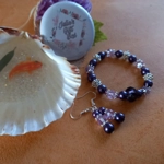 Sparkle Spacer Bracelet and Earrings Set - Purple Sparkle Spacer Bracelet and Earrings Set - Purple