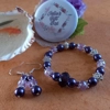 Sparkle Spacer Bracelet and Earrings Set - Purple