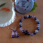 Sparkle Spacer Bracelet and Earrings Set - Purple Sparkle Spacer Bracelet and Earrings Set - Purple