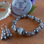 Sparkle Spacer Bracelet and Earrings Set - Silver Sparkle Spacer Bracelet and Earrings Set - Silver