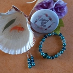 Sparkle Spacer Bracelet and Earrings Set - Teal Sparkle Spacer Bracelet and Earrings Set - Teal