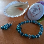Sparkle Spacer Bracelet and Earrings Set - Teal Sparkle Spacer Bracelet and Earrings Set - Teal
