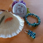 Sparkle Spacer Bracelet and Earrings Set - Teal Sparkle Spacer Bracelet and Earrings Set - Teal