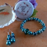 Sparkle Spacer Bracelet and Earrings Set - Teal Sparkle Spacer Bracelet and Earrings Set - Teal