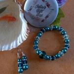Sparkle Spacer Bracelet and Earrings Set - Teal Sparkle Spacer Bracelet and Earrings Set - Teal