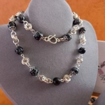 Stephanie Necklace, Bracelet and Earrings Set - Snowflake Obsidian Stephanie Necklace, Bracelet and Earrings Set - Snowflake Obsidian