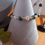Stephanie Necklace, Bracelet and Earrings Set - Snowflake Obsidian Stephanie Necklace, Bracelet and Earrings Set - Snowflake Obsidian