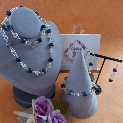 Stephanie Necklace, Bracelet and Earrings Set - Sodalite