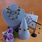 Stephanie Necklace, Bracelet and Earrings Set - Synthetic Chrysocalla Stephanie Necklace, Bracelet and Earrings Set - Synthetic Chrysocalla