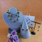 Stephanie Necklace, Bracelet and Earrings Set - Synthetic Chrysocalla Stephanie Necklace, Bracelet and Earrings Set - Synthetic Chrysocalla