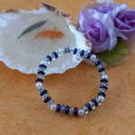 Stretch Bracelet - Blue and Clear Rainbow Plated Rondelle Stretch Bracelet - Blue and Clear Rainbow Plated Rondelle