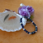 Stretch Bracelet - Blue And Rainbow Plated Rondelle Stretch Bracelet - Blue And Rainbow Plated Rondelle
