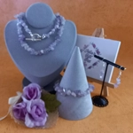 Talia Gemstone Chips Necklace, Bracelet and Earrings Set - Light Amethyst Talia Gemstone Chips Necklace, Bracelet and Earrings Set - Light Amethyst