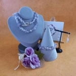 Talia Gemstone Chips Necklace, Bracelet and Earrings Set - Light Amethyst Talia Gemstone Chips Necklace, Bracelet and Earrings Set - Light Amethyst